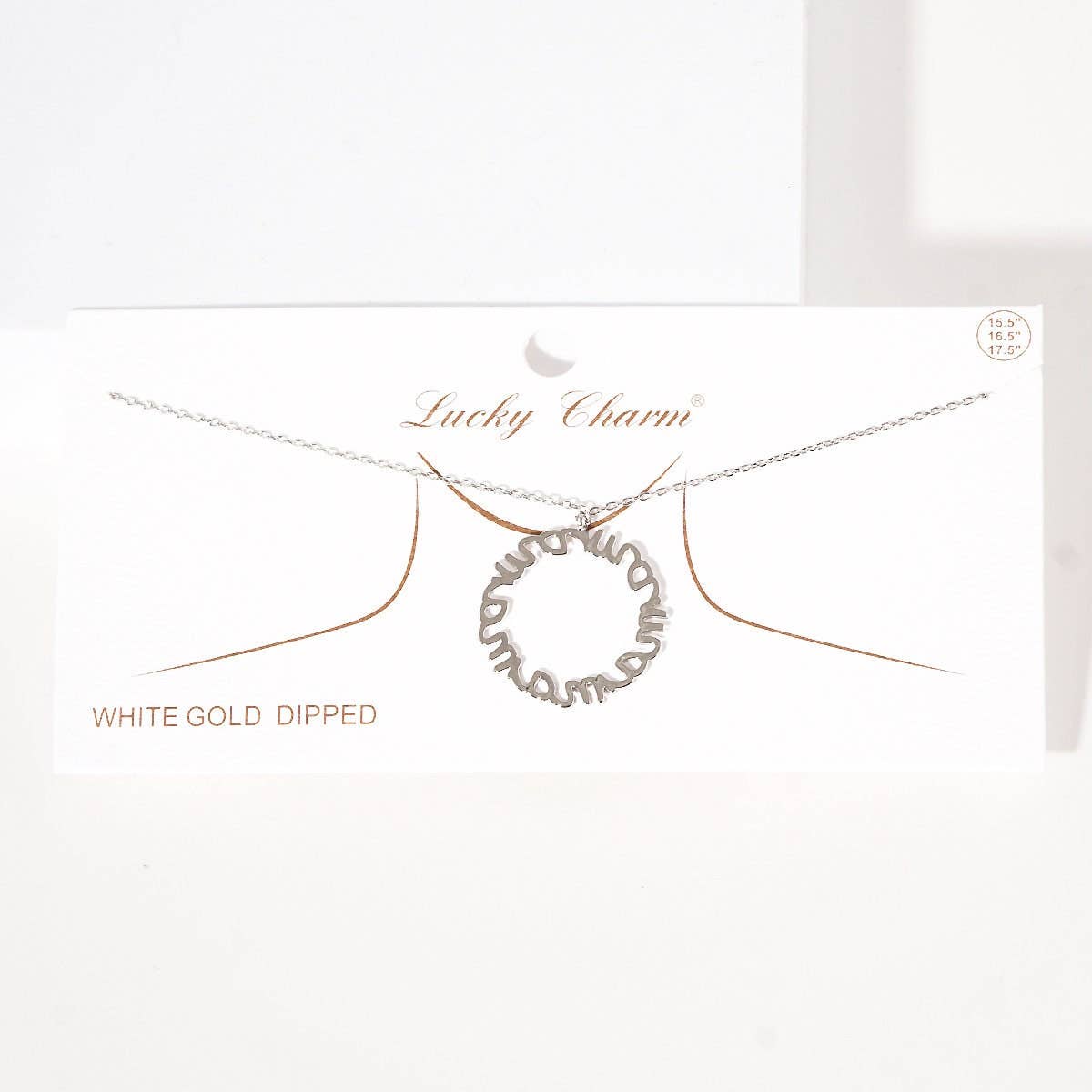 Gold Plated Round Mama Script Necklace