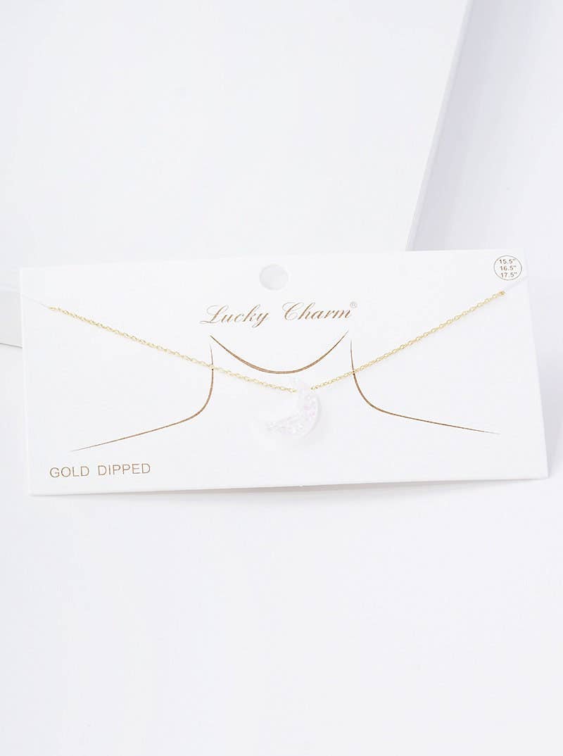 Gold Plated Opal Crescent Moon Necklace