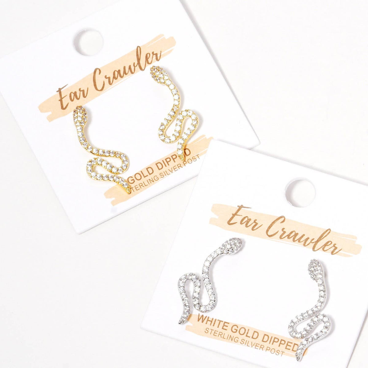 Gold Plated Serpent Ear Climber Earrings