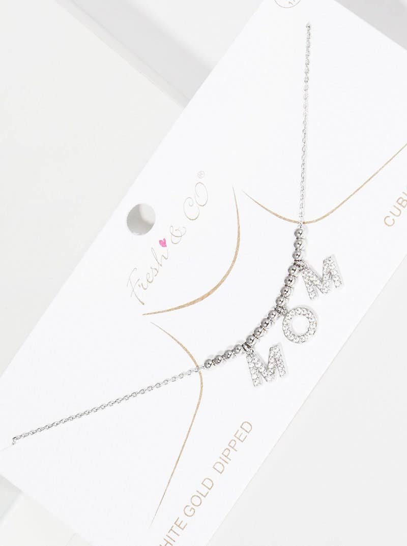 Gold Cubic Mom Beaded Necklace