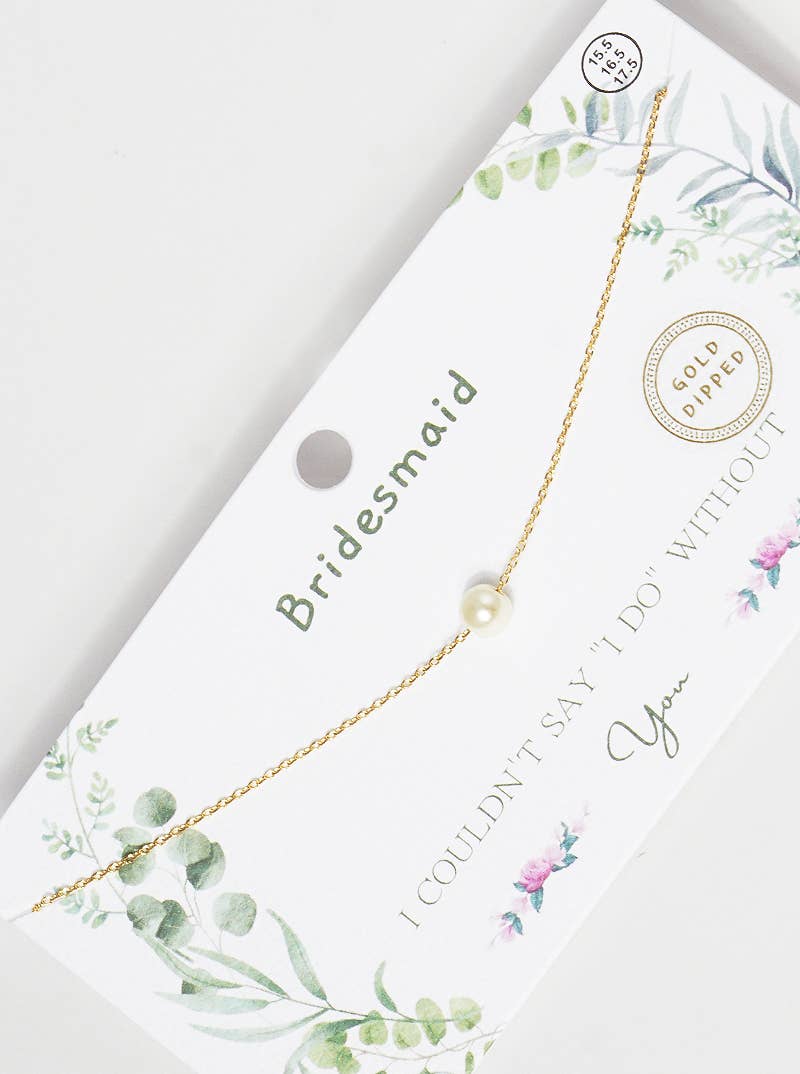 Dainty Single Pearl Pendant Necklace for Bridesmaid