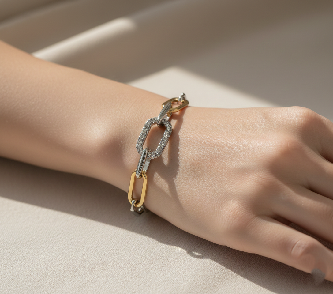 Two-Tone U-Link Chain Bracelet