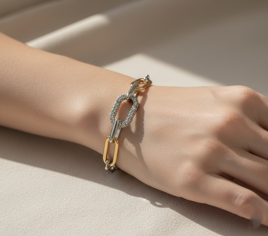 Two-Tone U-Link Chain Bracelet