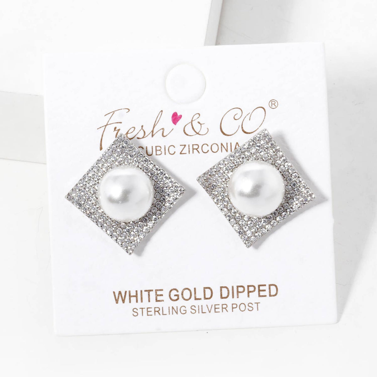 Freshwater Pearl Square Stud Earrings