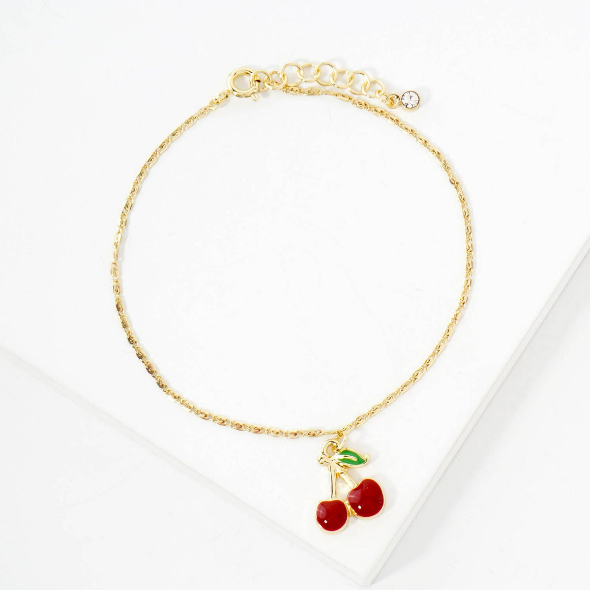 Enamel Cherry Charm Bracelet.