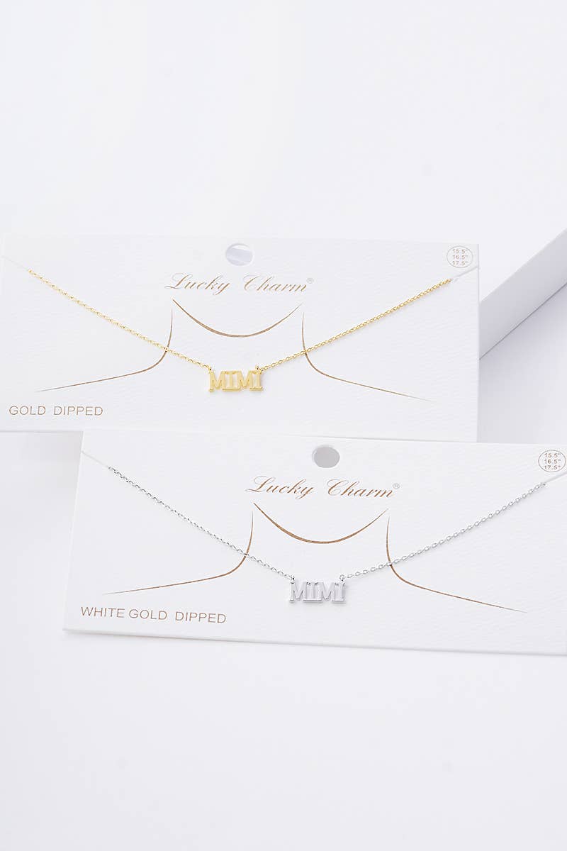 Gold Plated Bold Letter Mimi Necklace