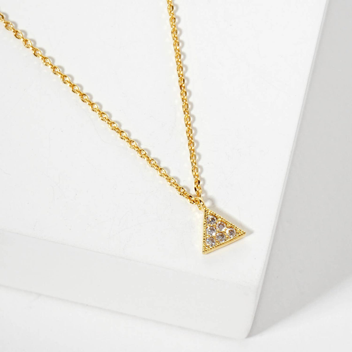 Pave CZ Triangle Pendant Necklace