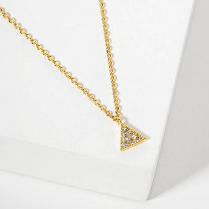 Pave CZ Triangle Pendant Necklace