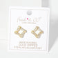 Pave-Set Rhombus-Shaped 16mm 18K-Gold-Dipped Stud Earrings