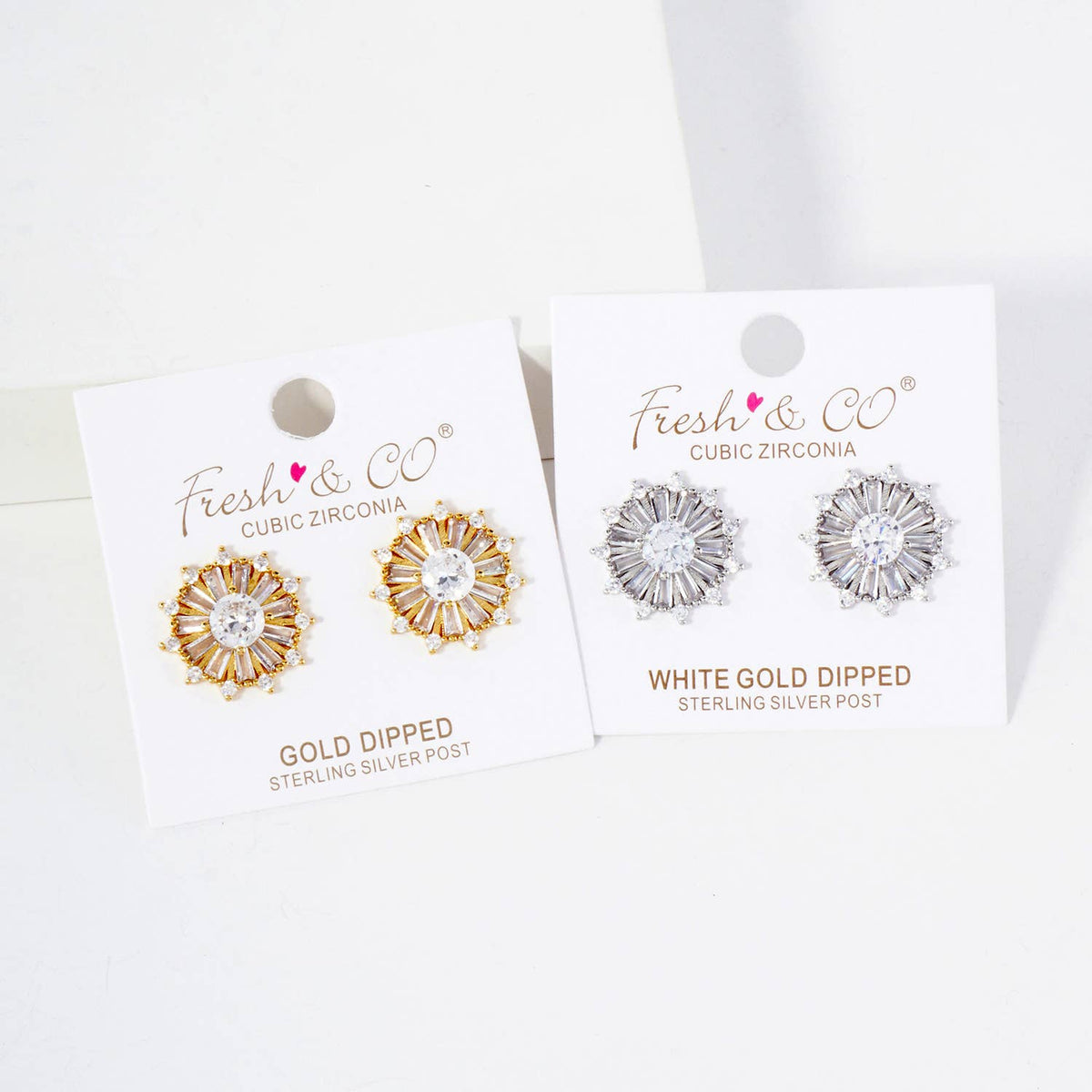 Round Stud Earrings with Various-Shaped CZ-Stones EARRING