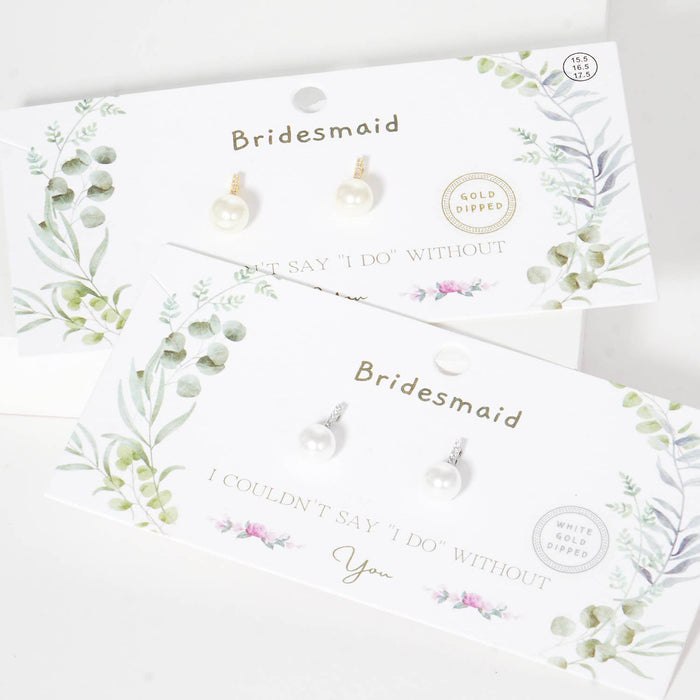 Elegant Bridesmaid Pearl Drop Earrings on Message Card