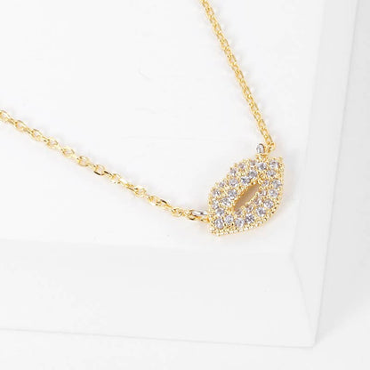 Dazzling Pave Lip Pendant Necklace Collection