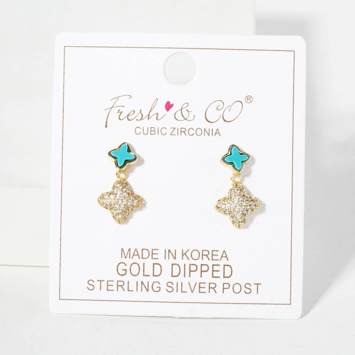 6-10mm Pave-Set Double Quatrefoil Drop Dangle Earrings