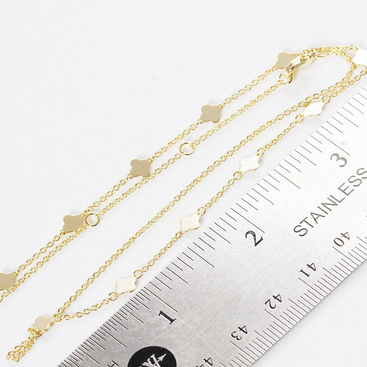 Gold Plated Chain w/ Dangling Clovers Necklace