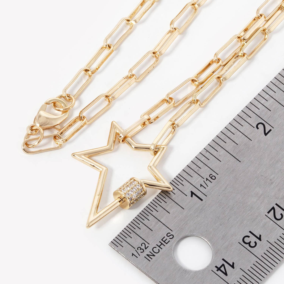 Gold Paper Clip Star Shaped Necklace
