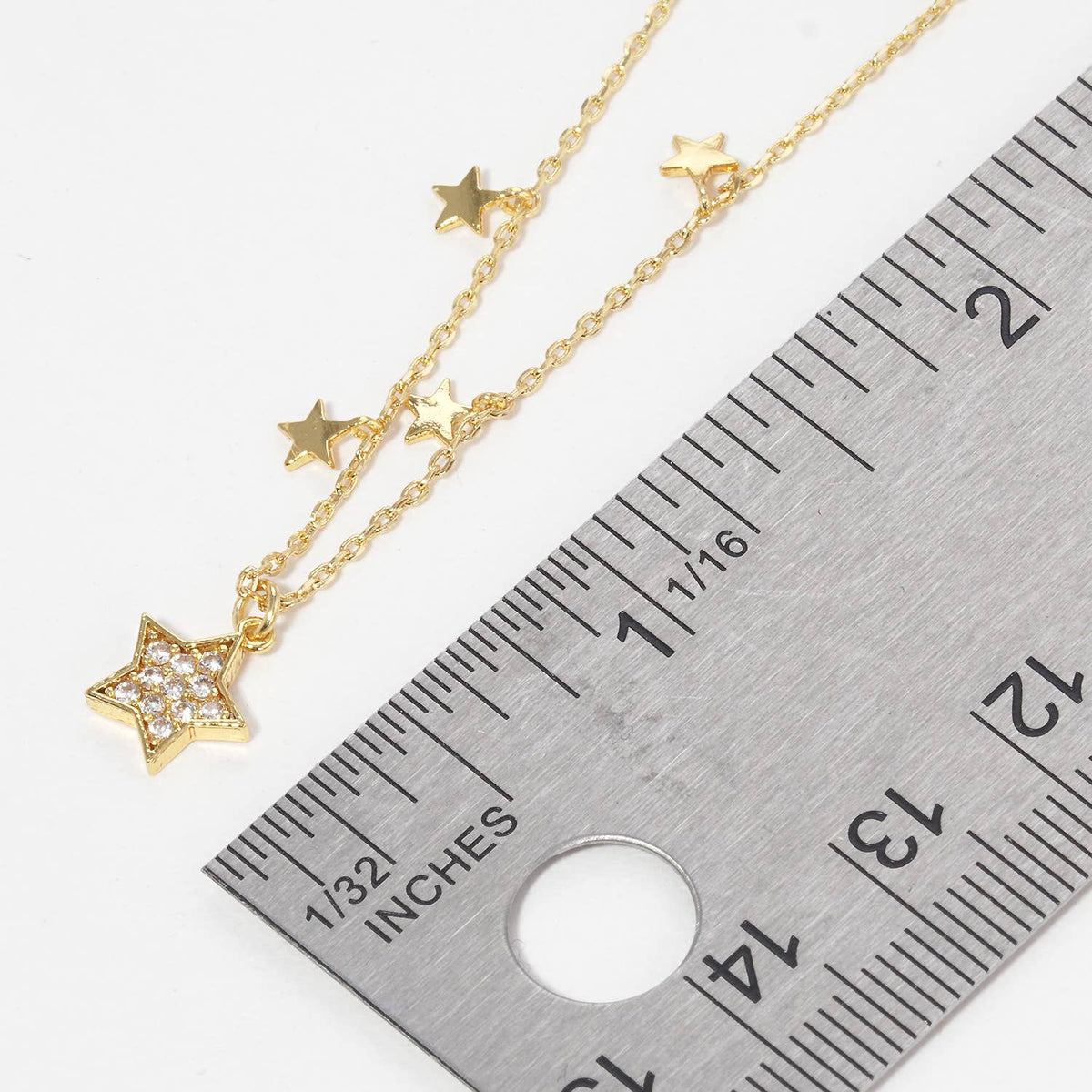 Gold Plated Multi Cubic Star Necklace