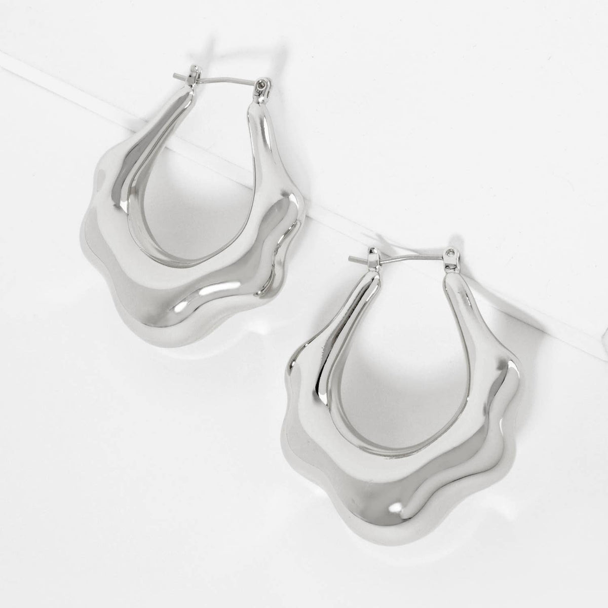 18K Gold Dipped Organically Shaped 35mm Latchback Hoop