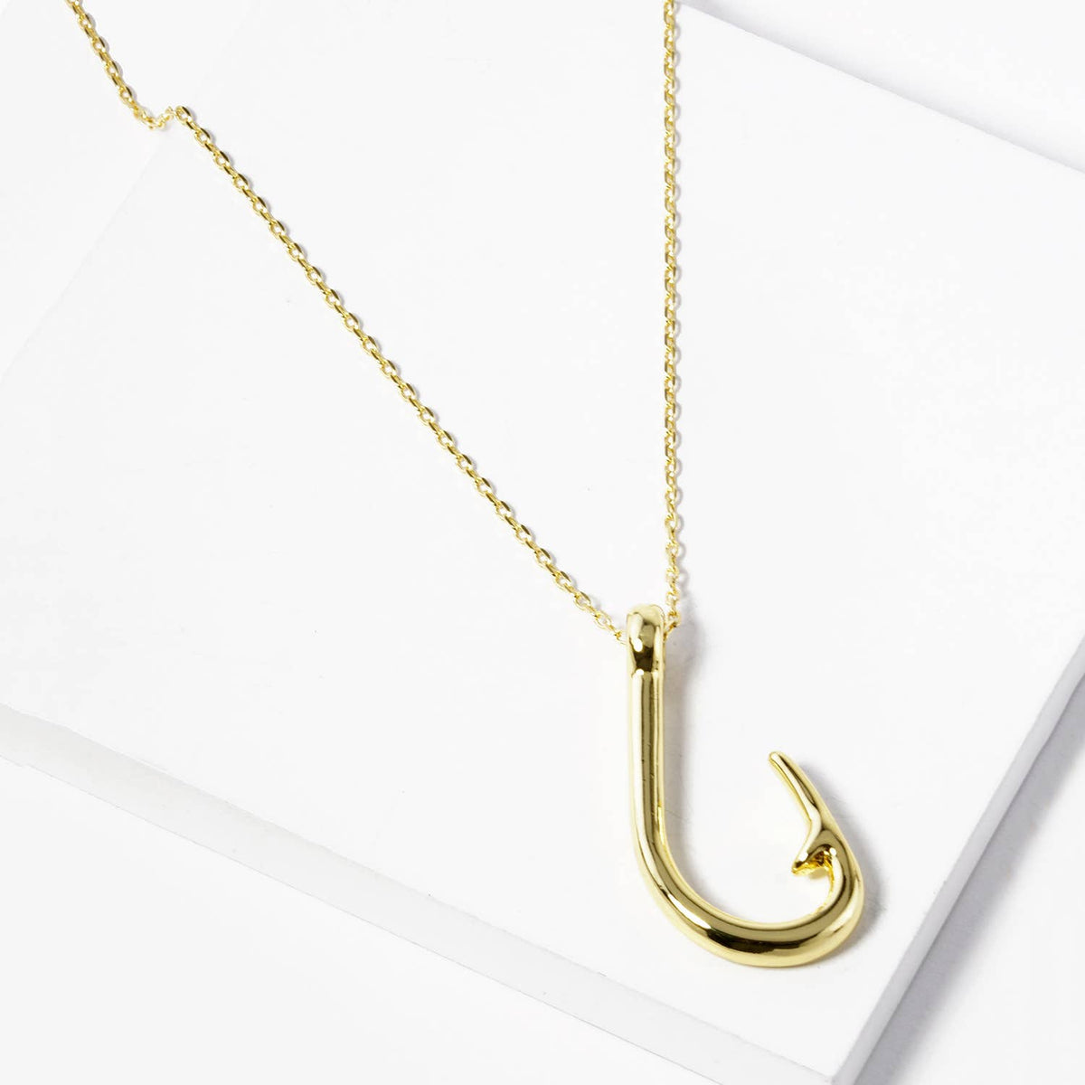Minimalist Fish Hook Pendant Necklace