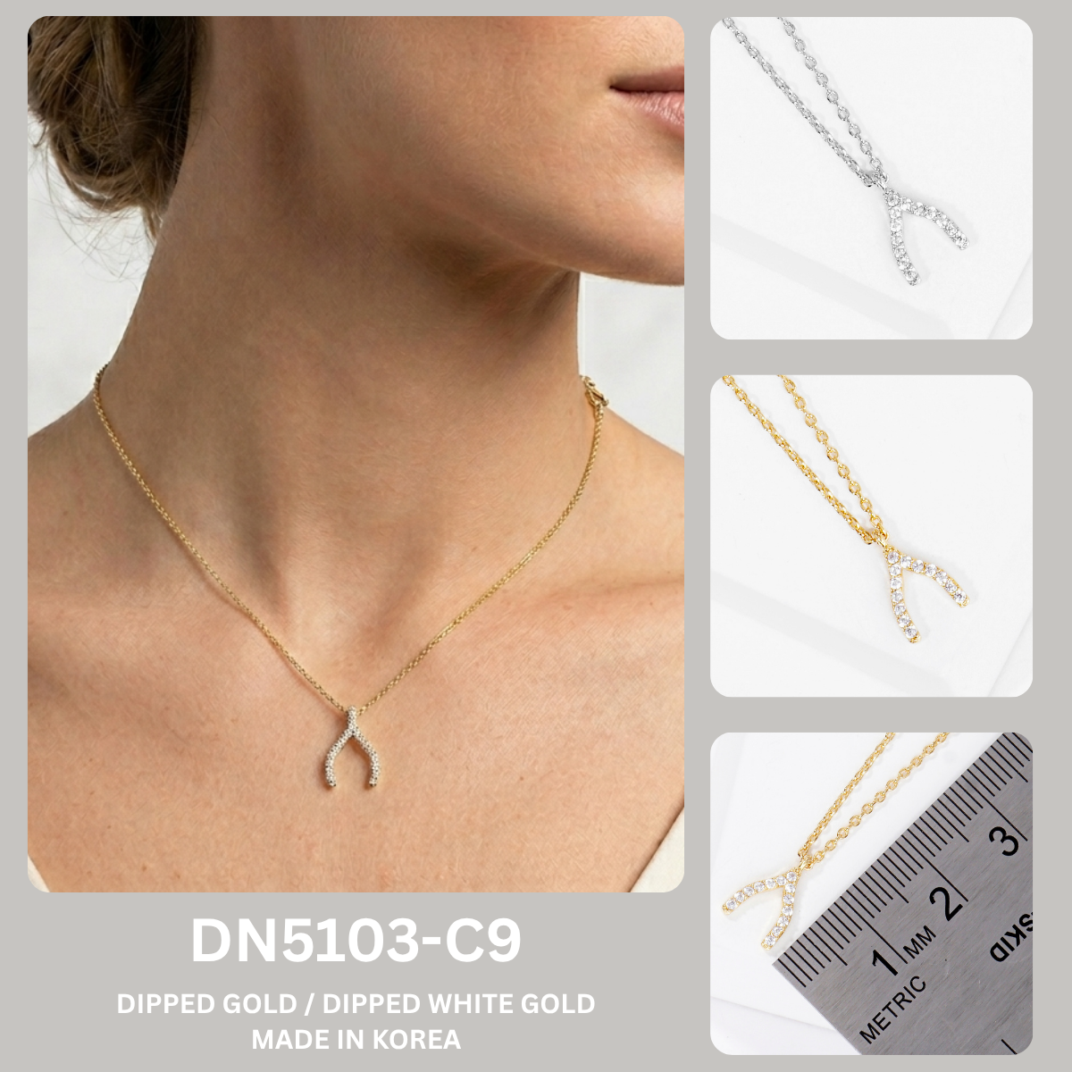 Dazzling Pave Wishbone Pendant Necklace