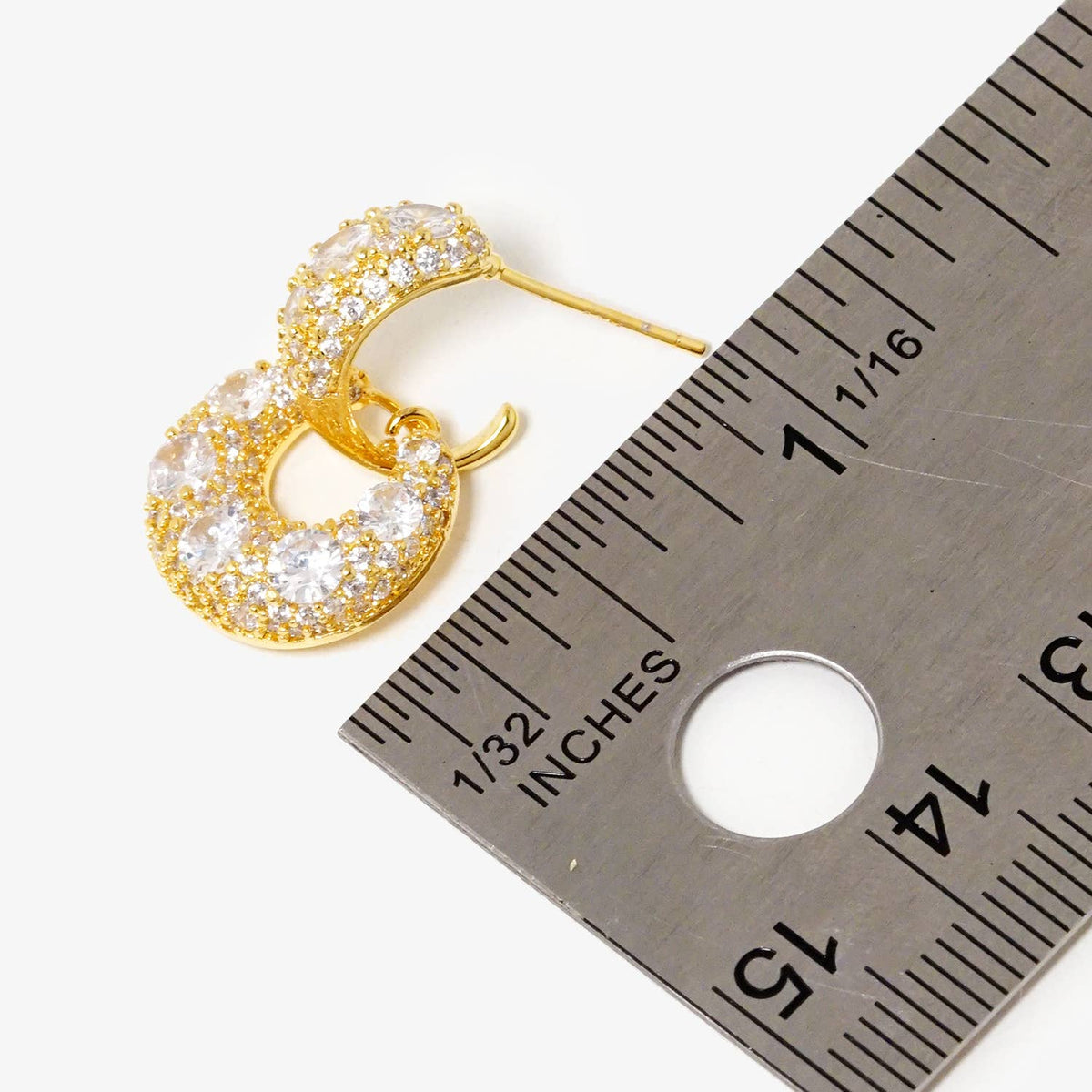 Dainty Pave Cubic Zirconia Open Circle Drop Earrings