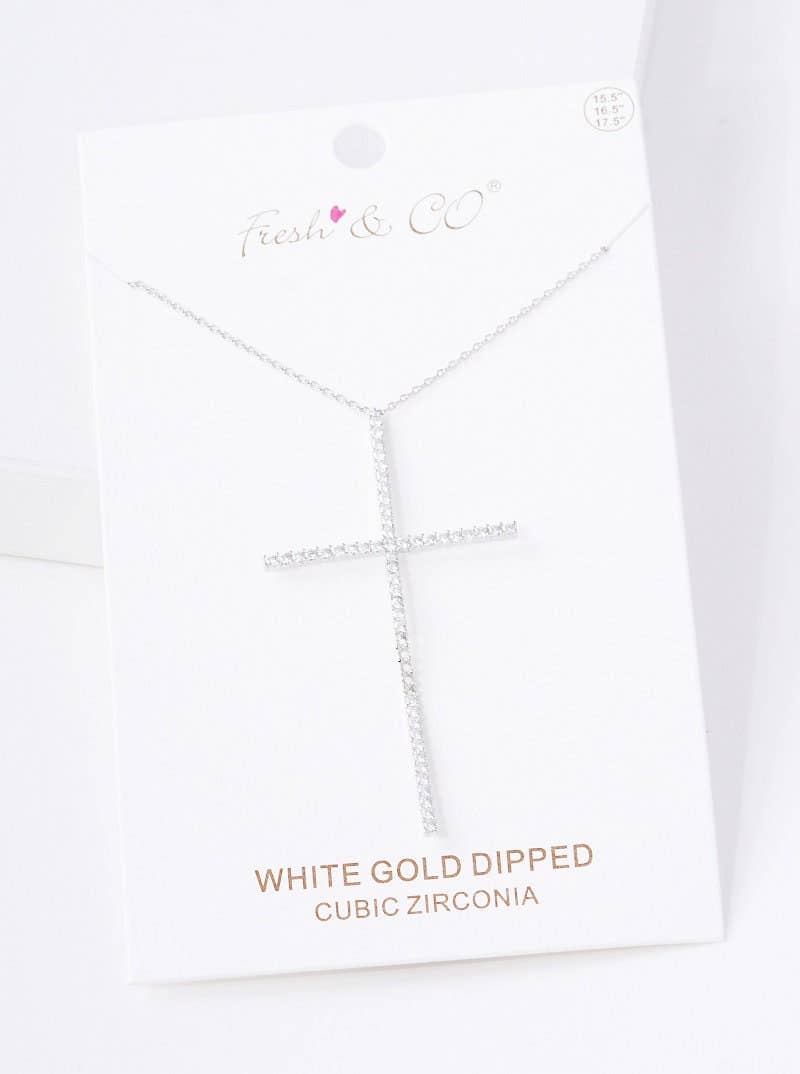 Gold Cubic Cross Pendant Necklace