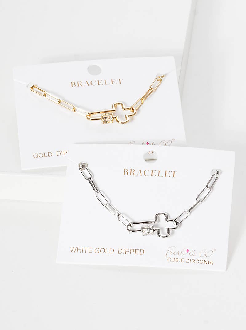 Minimalist Cross Carabiner Chain Bracelet