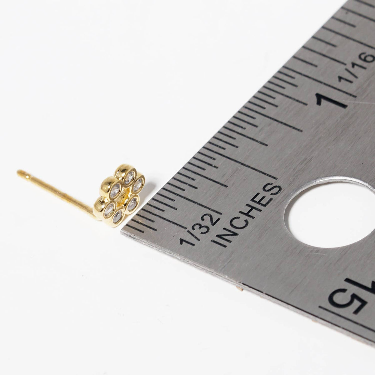 18K Gold Dipped CZ Stone Flower Post Stud Earrings