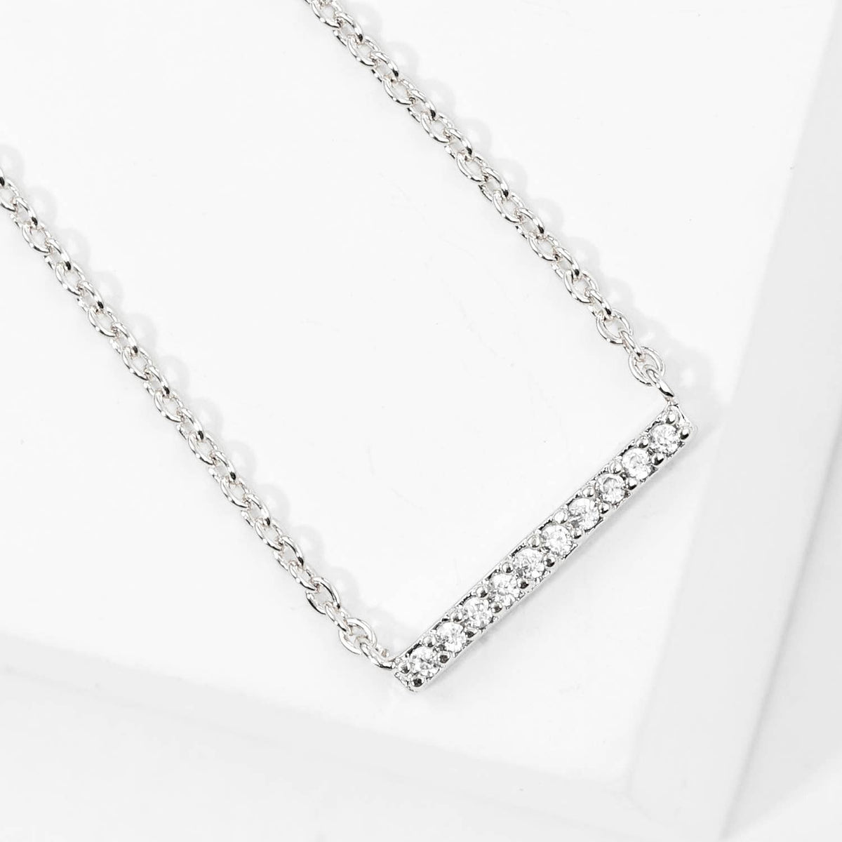 Dainty Pavé Bar Necklace