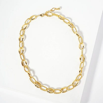 Rope-Texture Polished Brass Chain Necklace