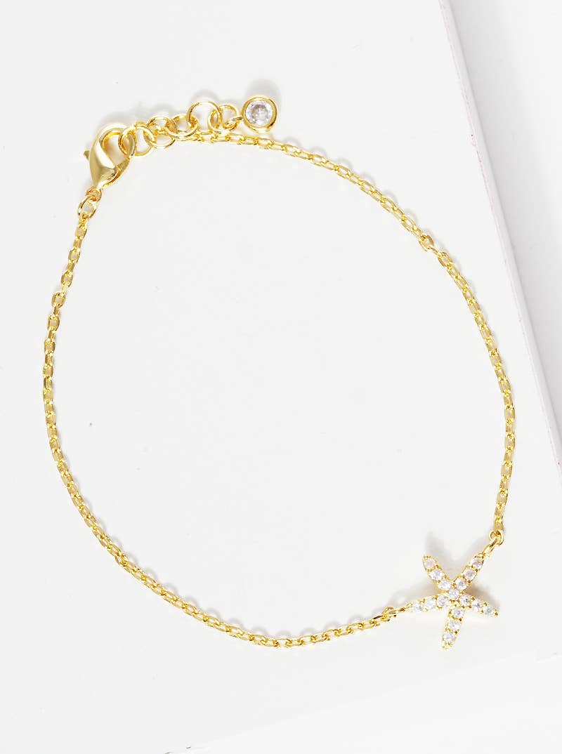 Dainty Pavé Starfish Charm Bracelet