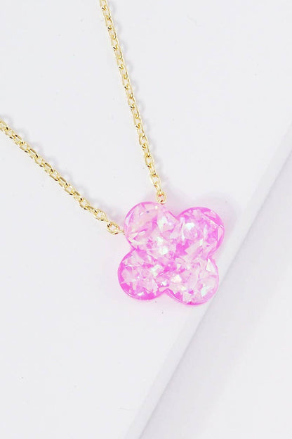Gold Plated Opal Four Leaf Clover Necklace