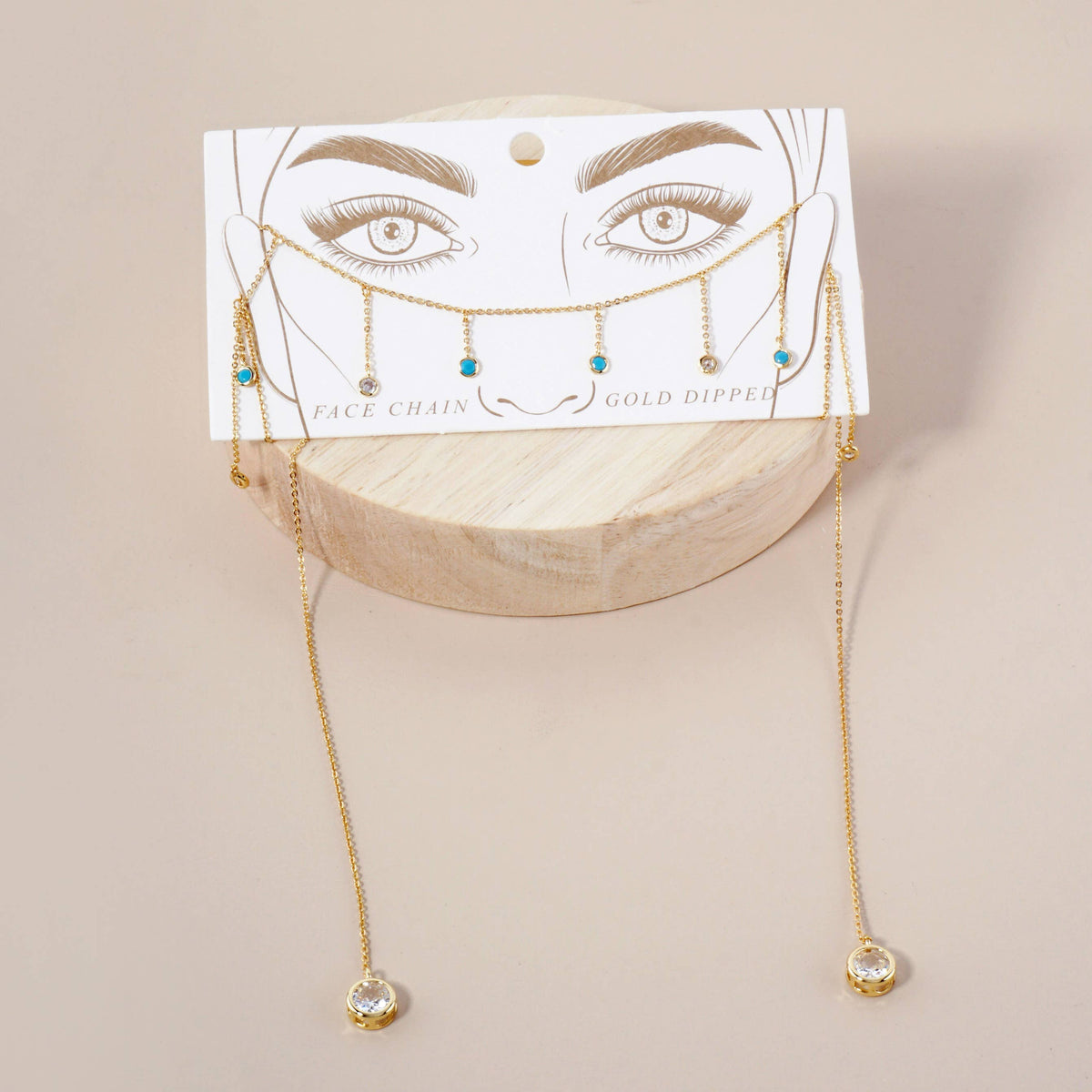 Delicate Stone Chain Accents 9mm Round Bezel-Set Face-Chain.