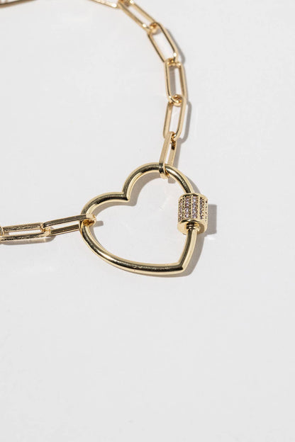 Heart Carabiner Link Bracelet with Magnetic Clasp