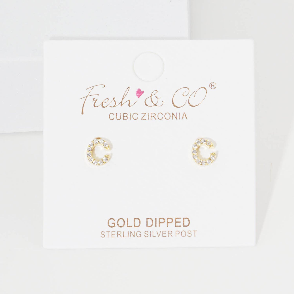 Cubic Zirconia Initial Stud Earrings.