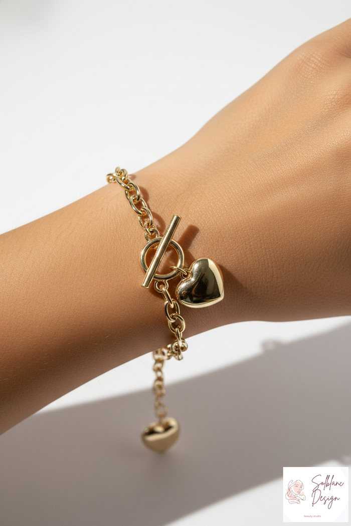 Chunky Chain Heart Bracelet with Magnetic Easy-Clasp