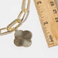Lucky Clover Ribbed Charm Mixed Link Anklet