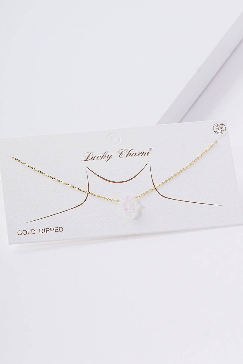 Gold Plated Opal Hasma Hand Necklace