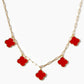 5-Clover Charm Paperclip Link Station Necklace