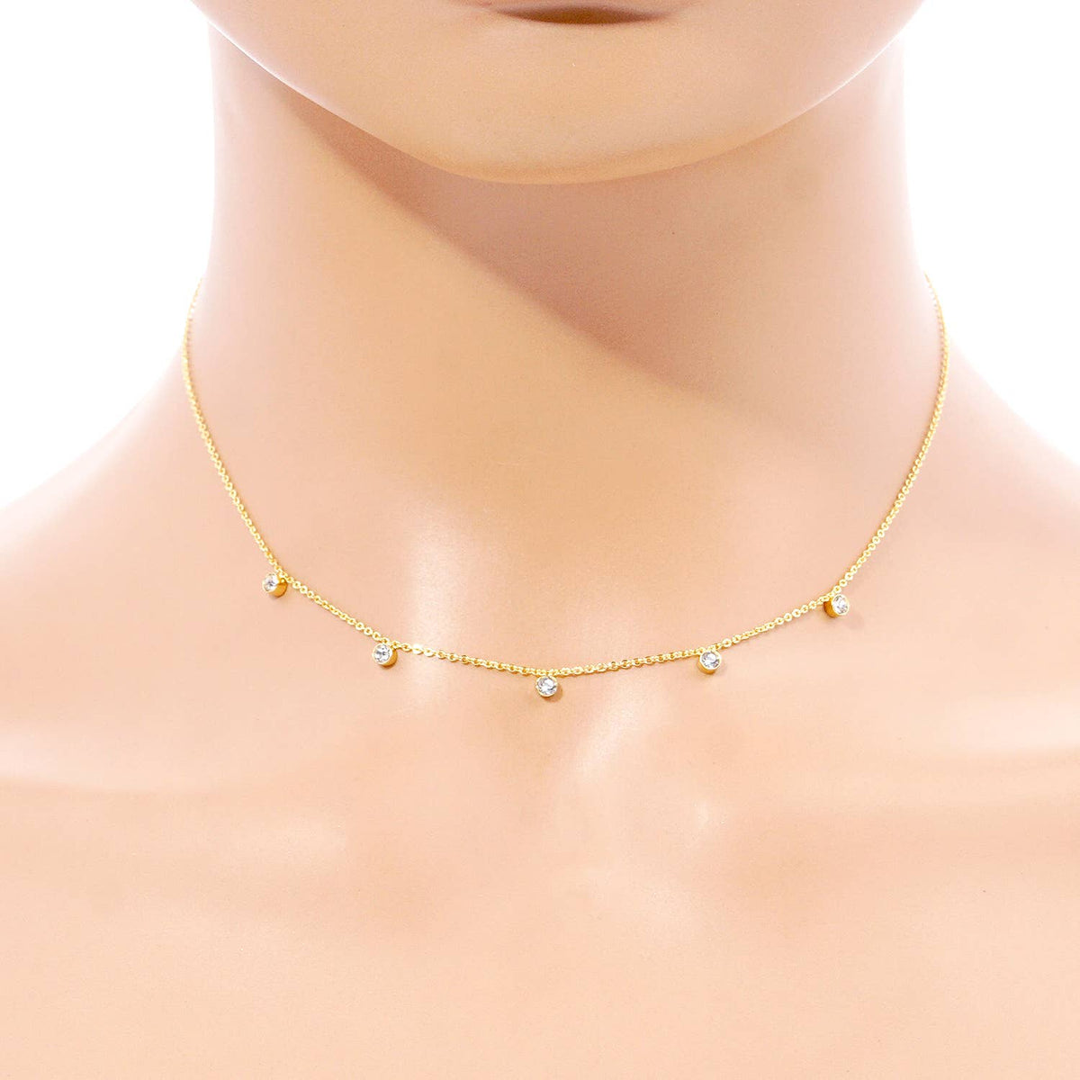 Diamond By The Yard Necklace / Bezel cubic zirconia Station