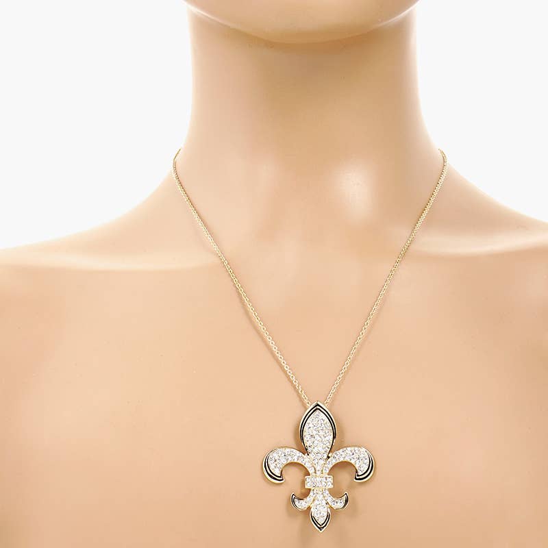 Gold Plated Fleur De Lis Pendant Necklace