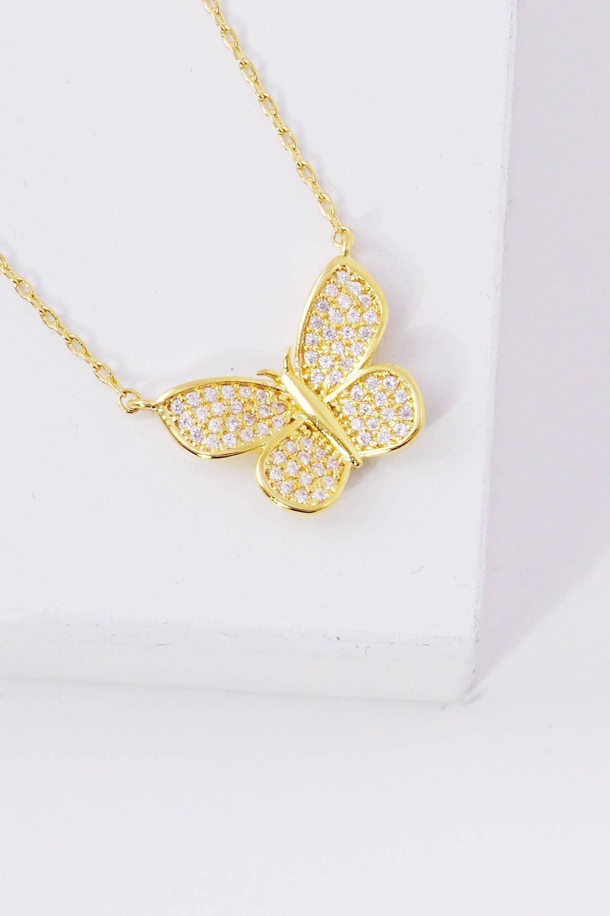 Gold Cubic Filled Butterfly Necklace