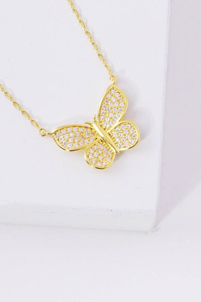 Gold Cubic Filled Butterfly Necklace