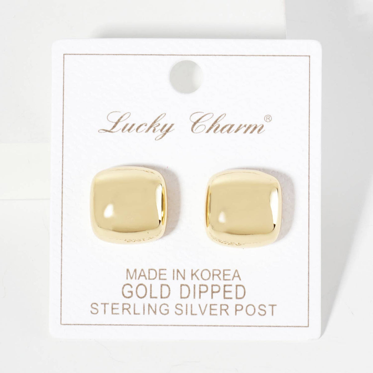 Polished Brass 16mm Square-Shaped Stud Earrings