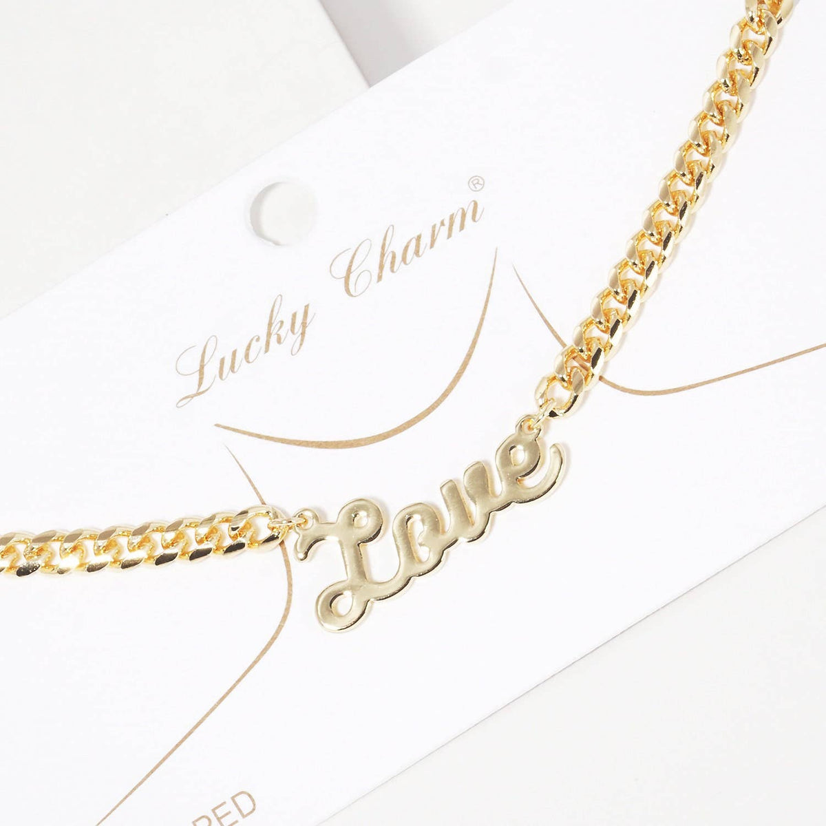 Gold Plated Cuban Link LOVE Necklace