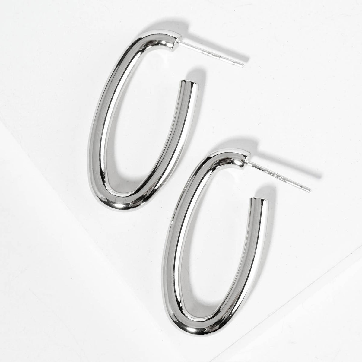 30mm Oval Hoop Earrings / 18K Gold Dipped