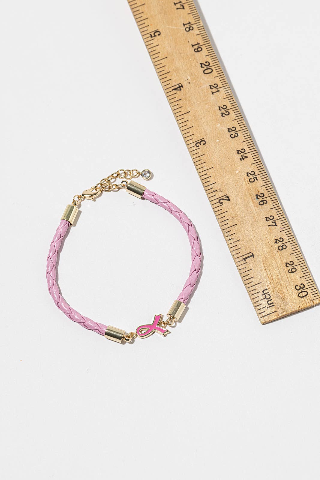 Pink Ribbon Braided Bracelet – Gold-Dipped Awareness Charm