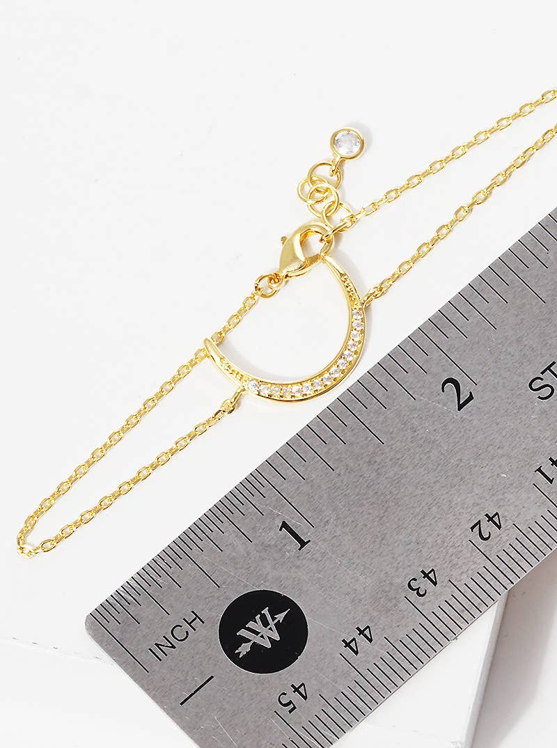 Minimalist Pavé Moon Charm Bracelet