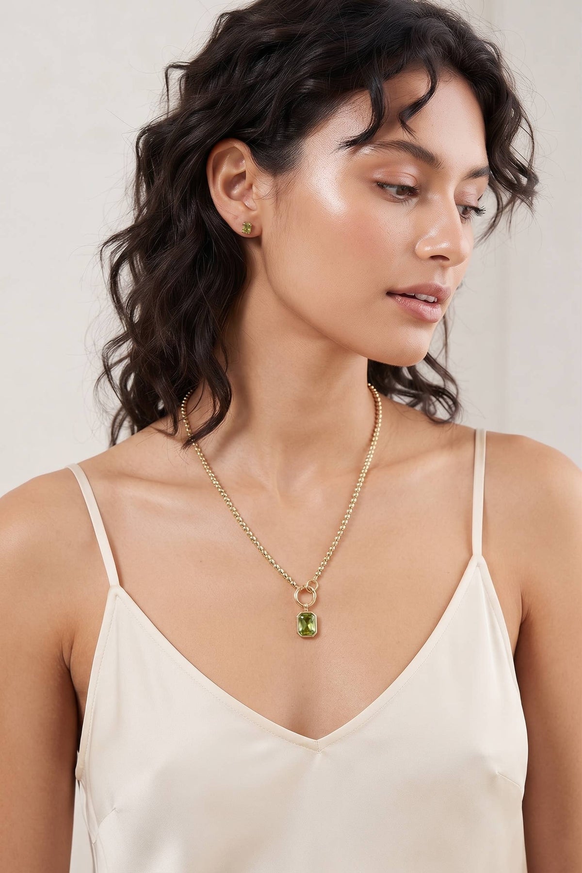 Birthstone Pendant Necklace – Gold-Dipped Ball Chain