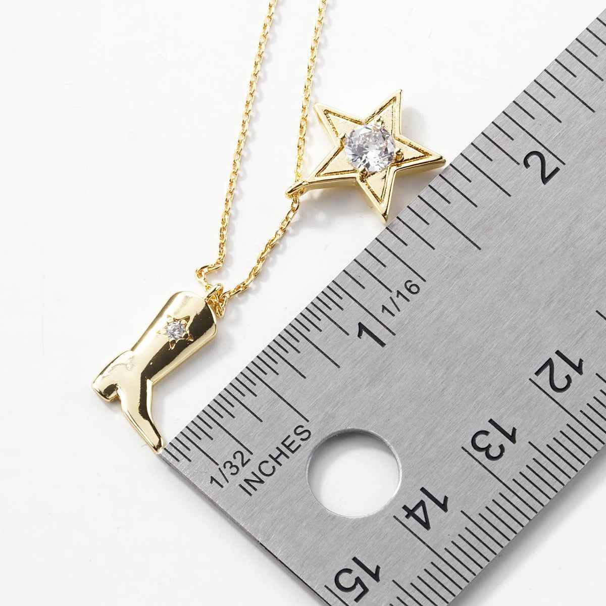 Western Cowboy Boot and Star Charm Pendant Necklace