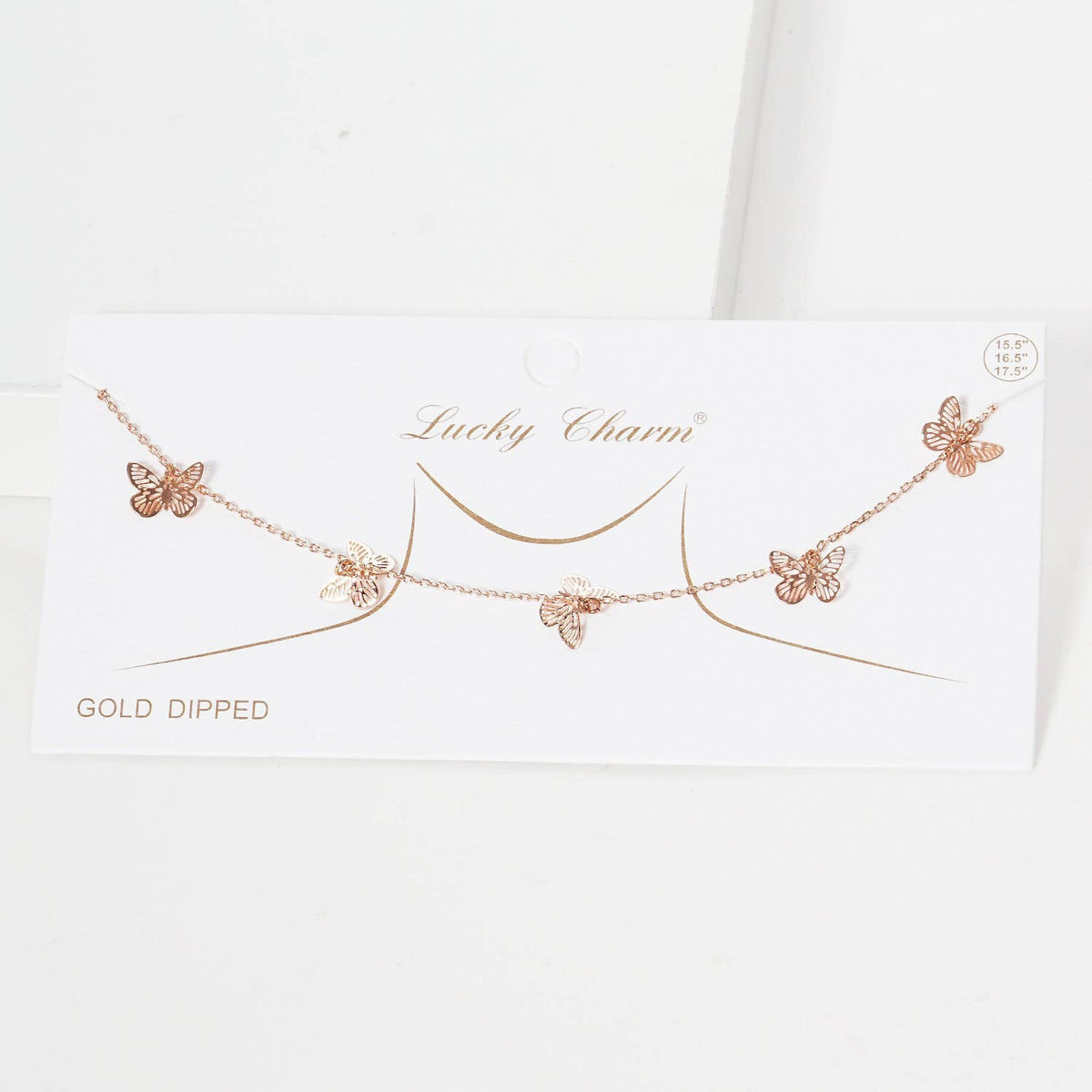 5 Gold Plated Tiny Butterfly Charm Necklace